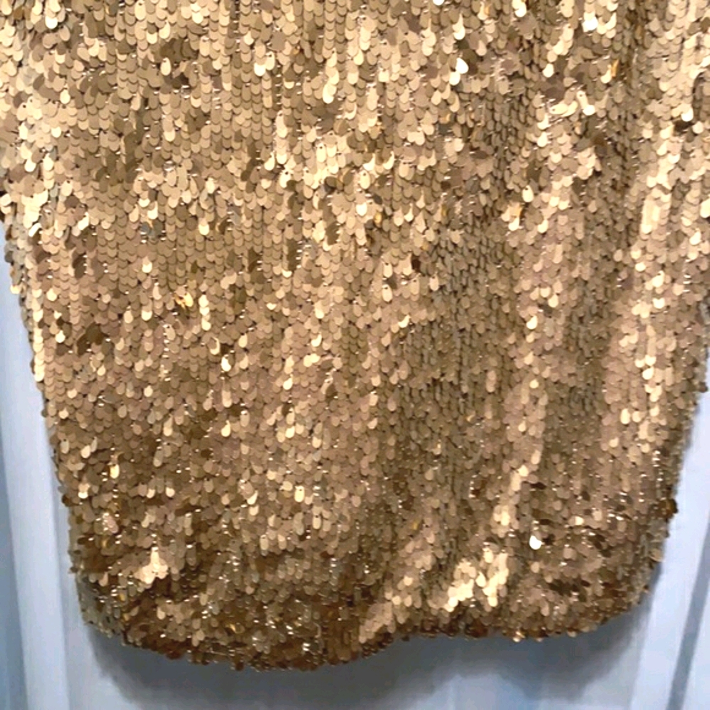 Sparkle & Fade Gold Sequin Strapless Dress Sz 6 - image 3